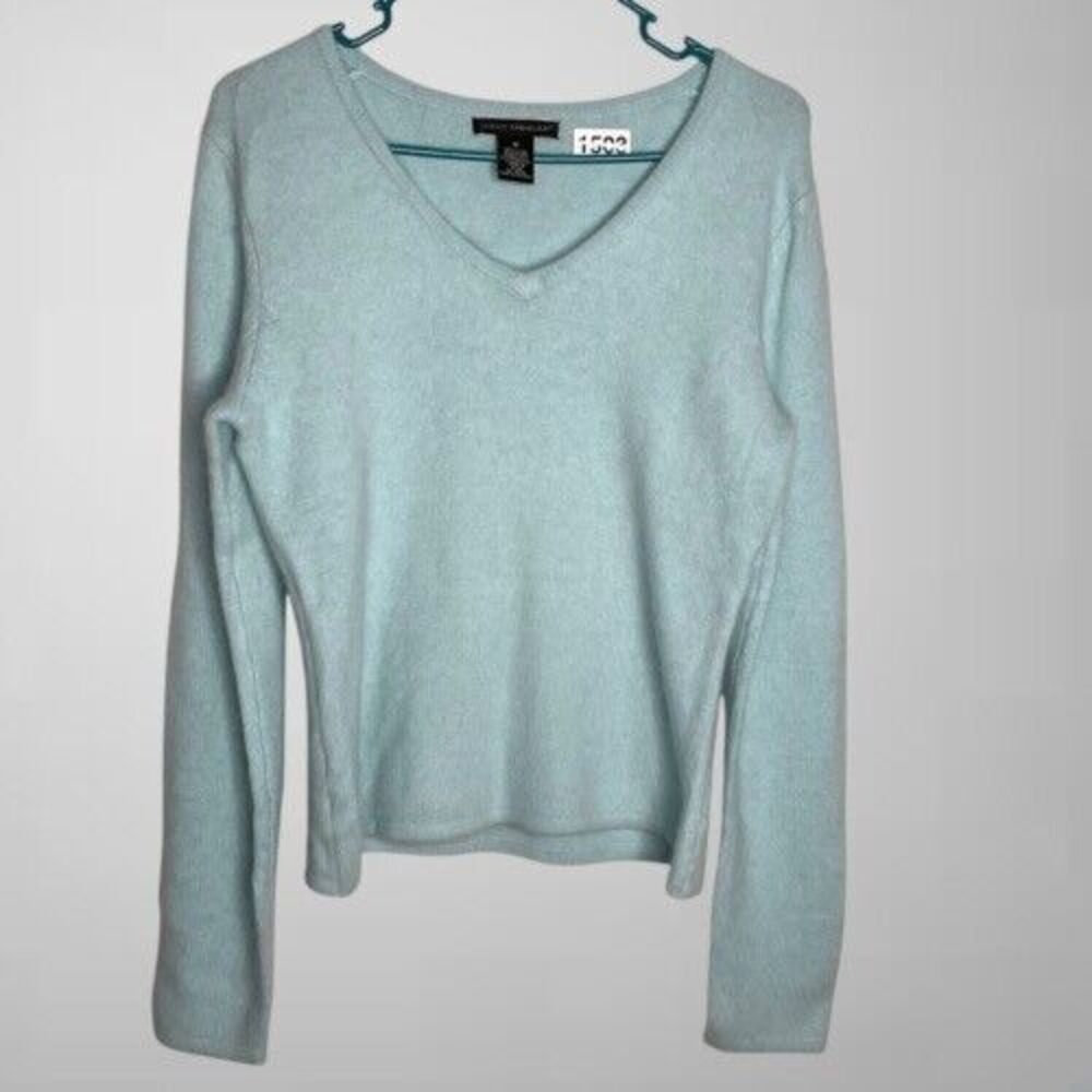 NWOT Sarah‎ Spencer Blue V-Neck Preppy Office Sweater Women M China Angora/Wool
